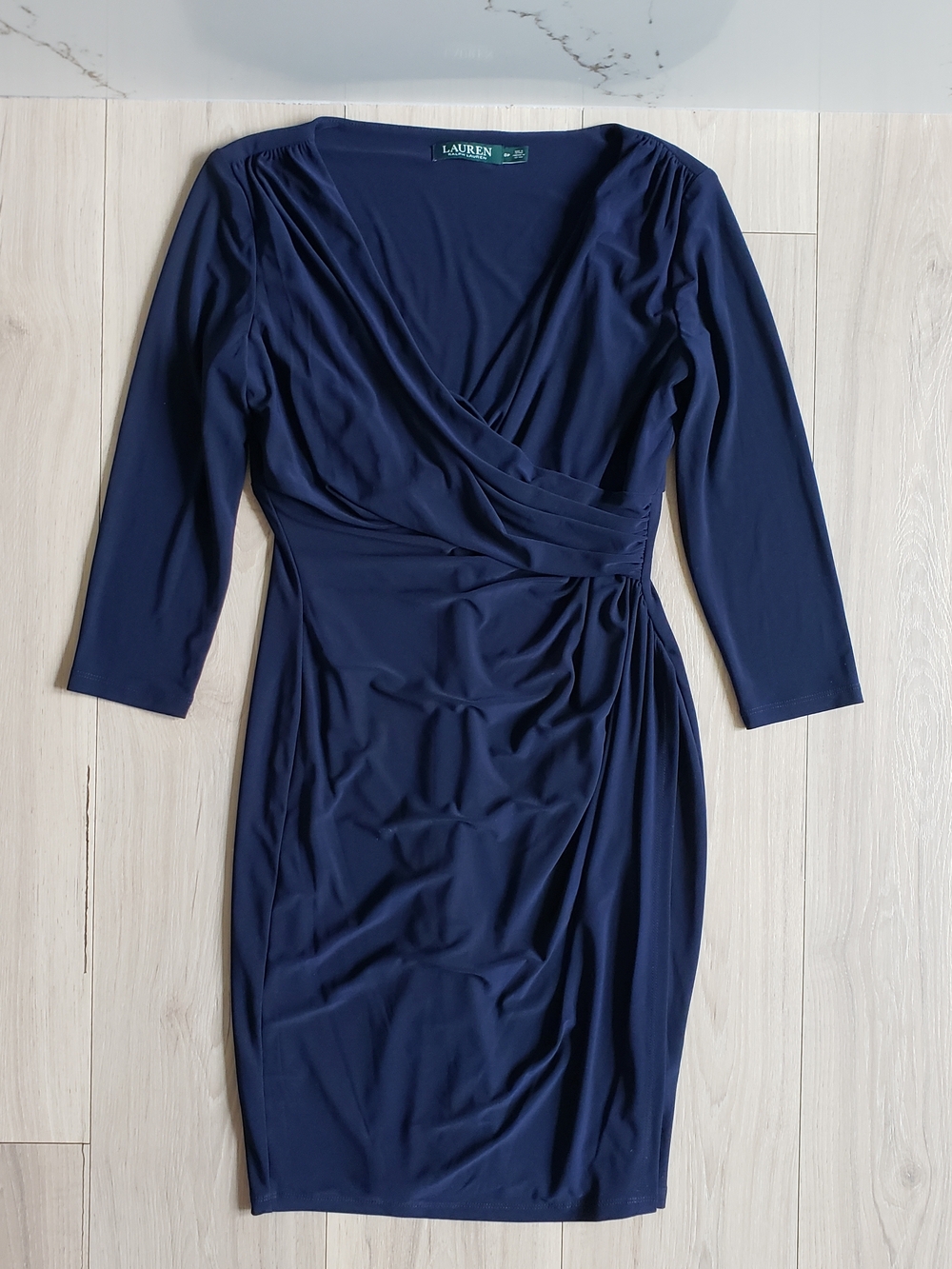 Ralph Lauren Navy Faux-Wrap Sheath‎ Dress